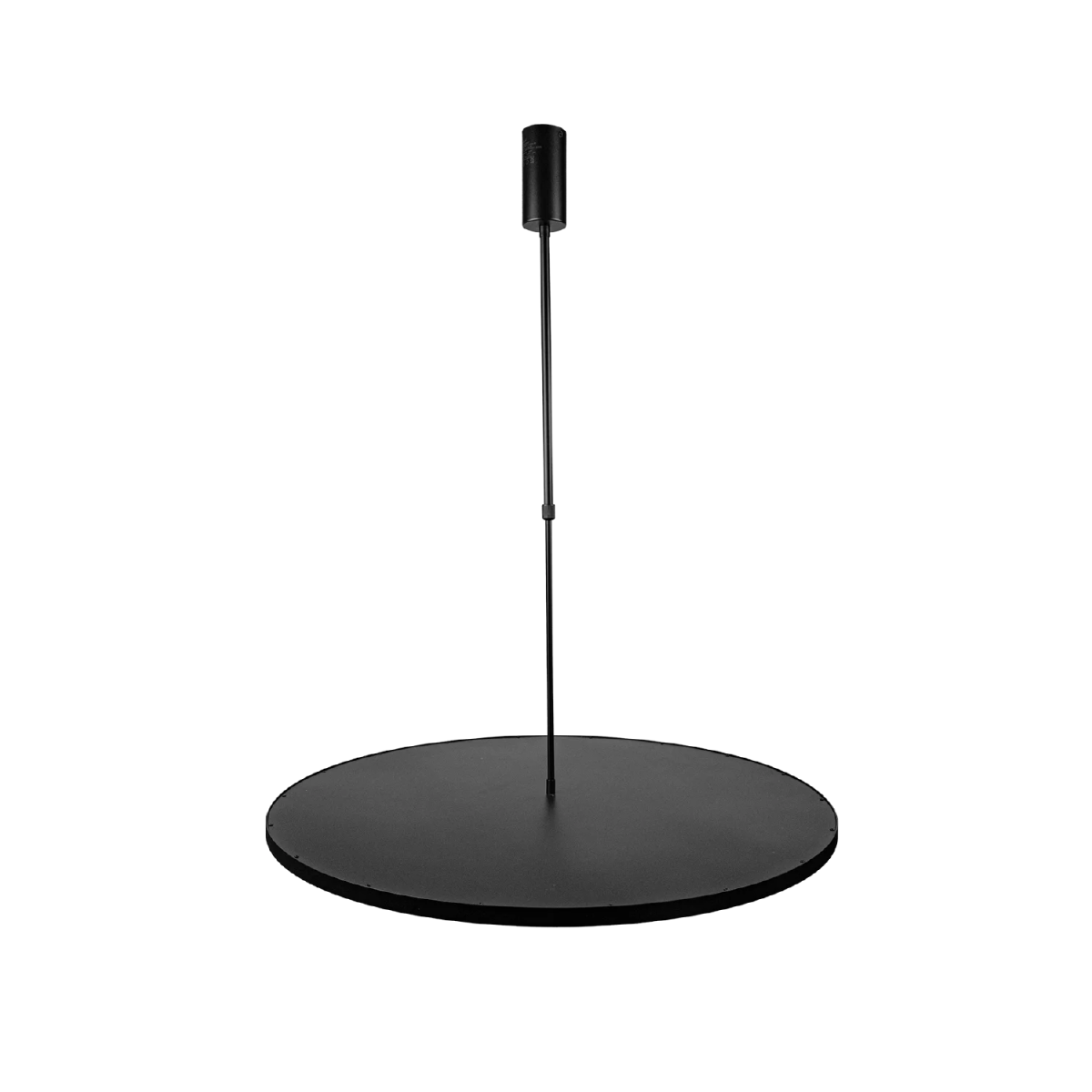 Black pendant light fixture on a white background