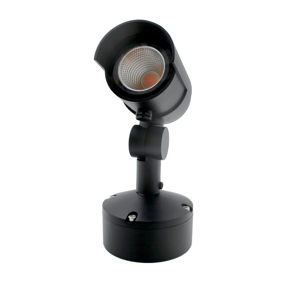 Black outdoor spotlight on a white background