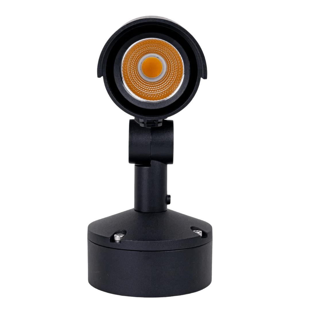 Black spotlight with a visible bulb on a transparent background