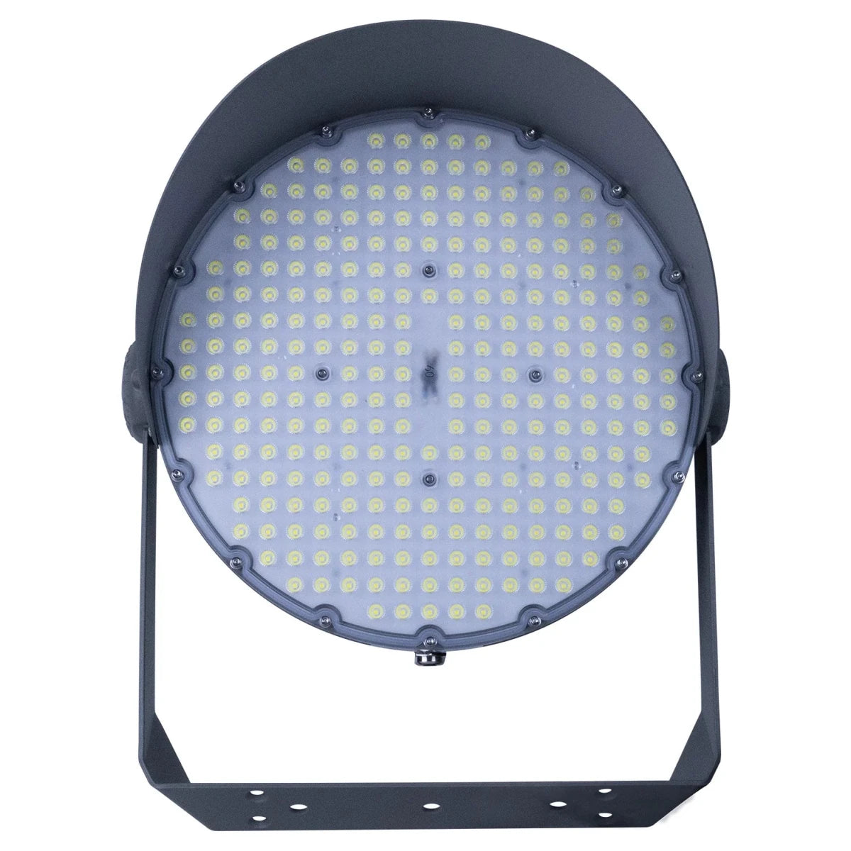 Circular LED light fixture on a white background