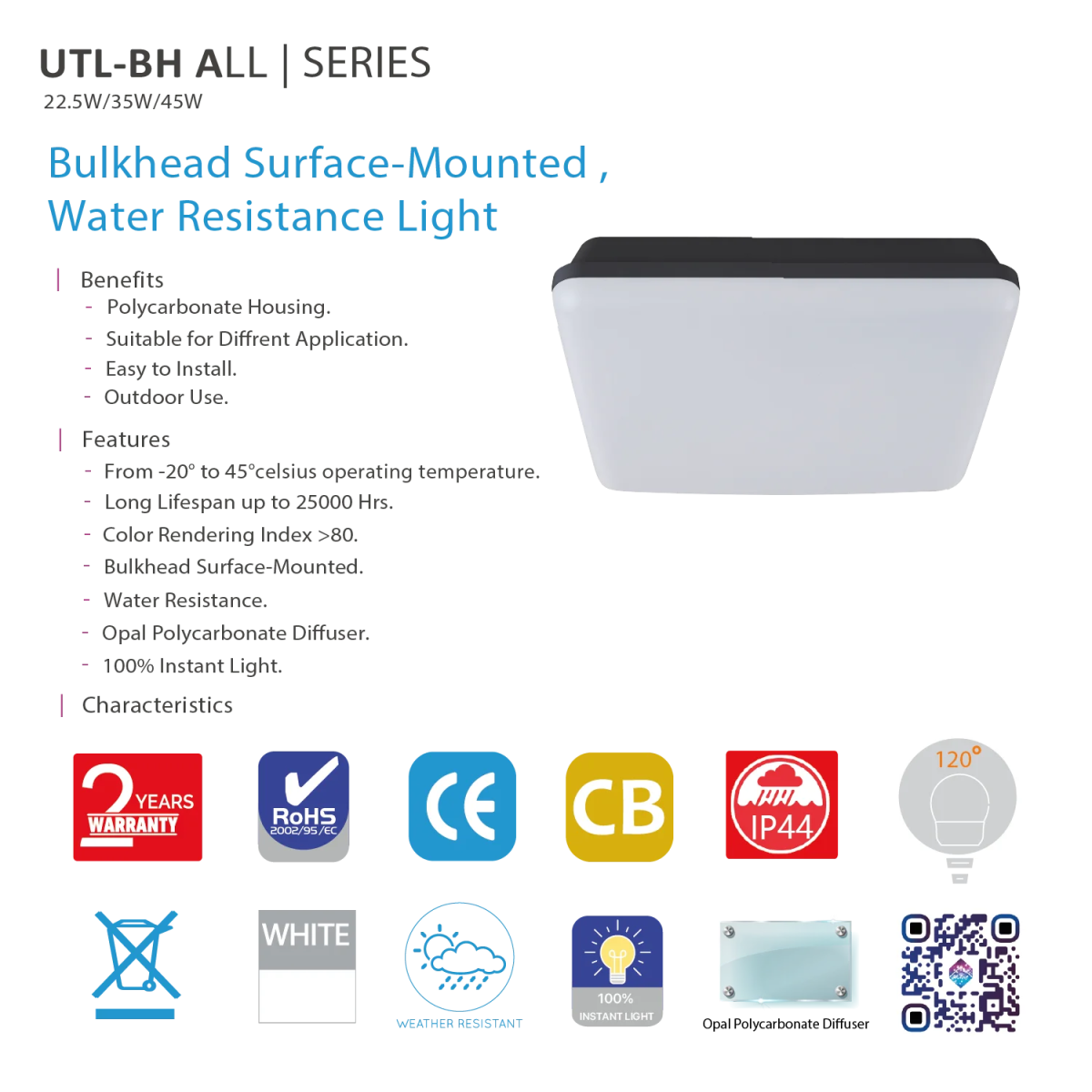 LED Squared Surface Mounted Light – Durable Water-Resistant Lighting (UTL-BH SQ)