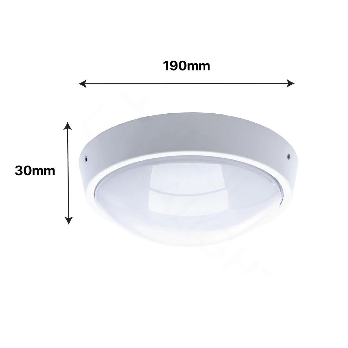 Ceiling light fixture with dimensions labeled on a white background