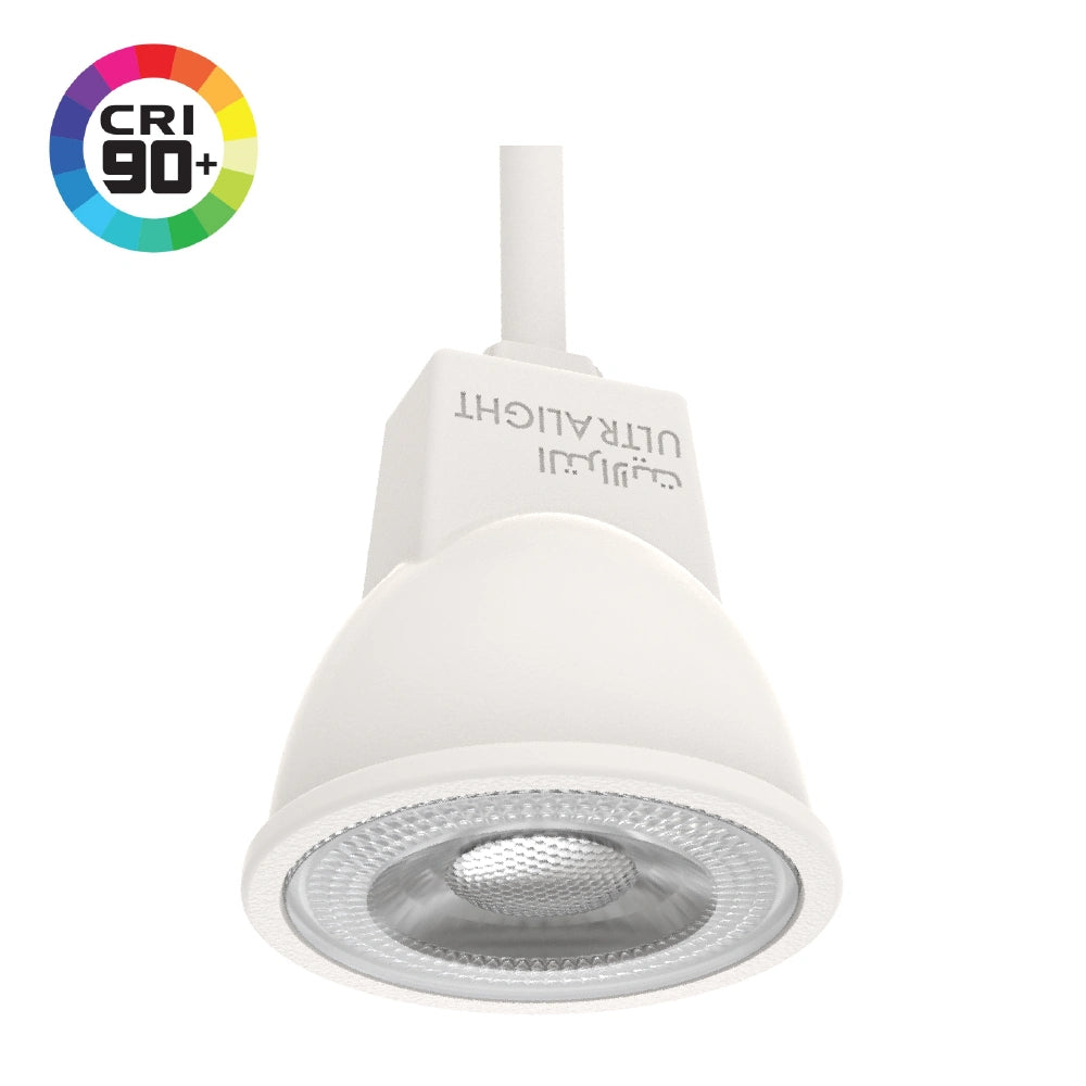 White LED light bulb with 'UltraLight' branding on a white background, featuring a CRI 90+ logo.