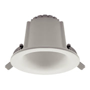 A recessed LED downlight fixture in a matte white finish, shown from a front-facing perspective against a solid white background.