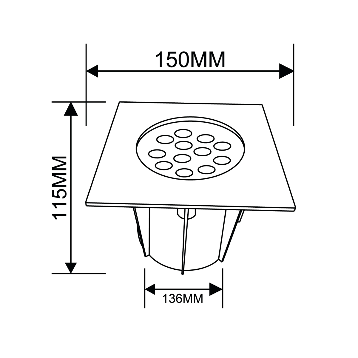 garden square light sizes
