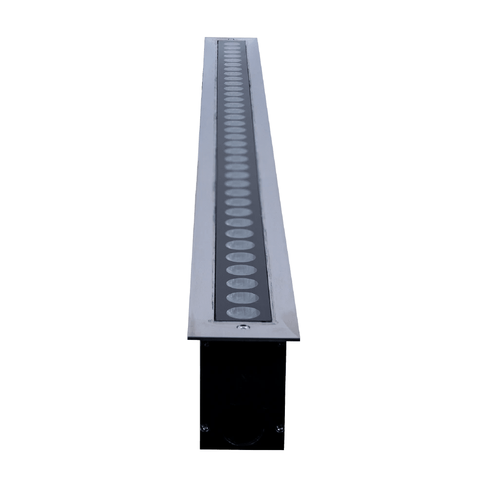 Rectangular light fixture with a white background