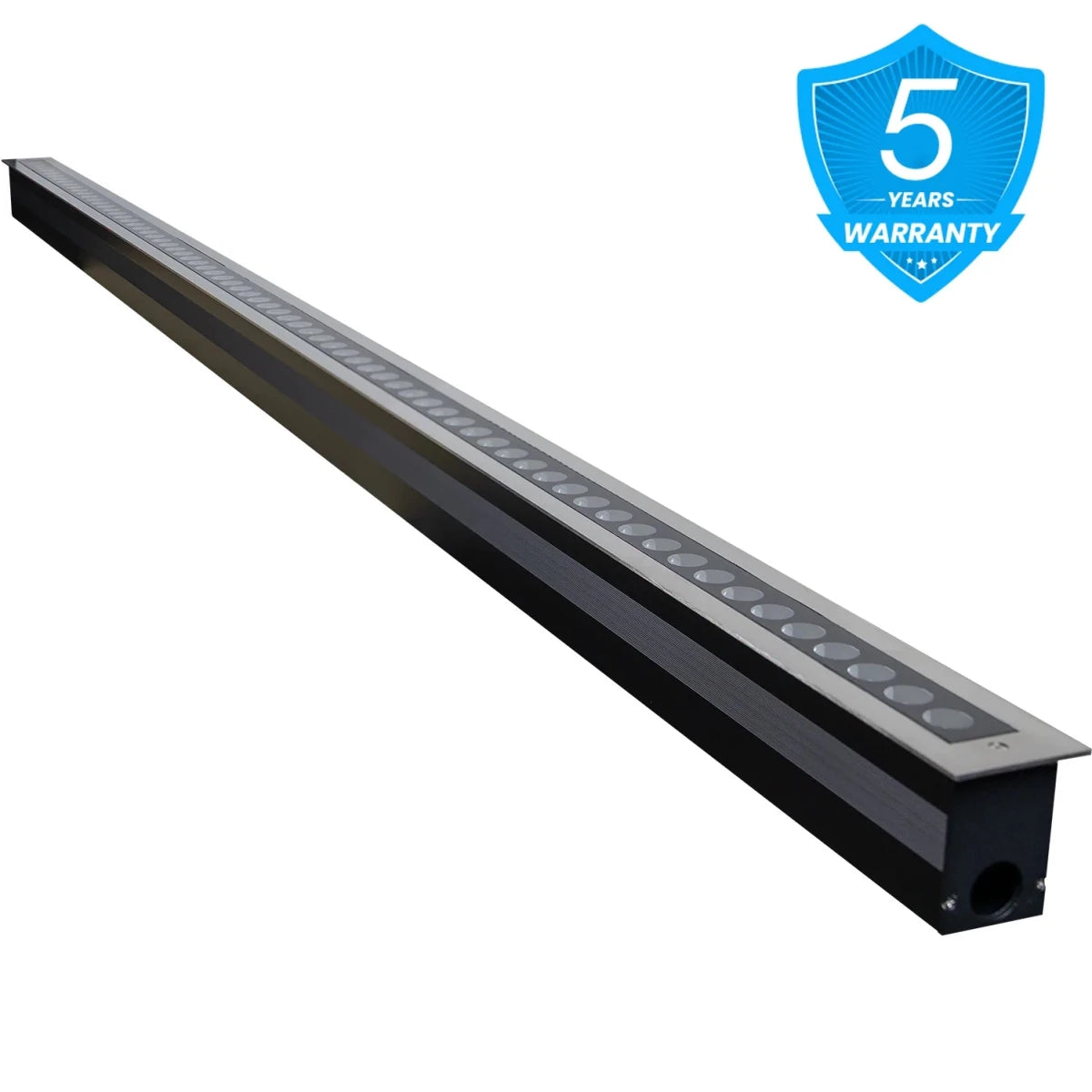 Linear LED strip light embedded in a concrete wall.