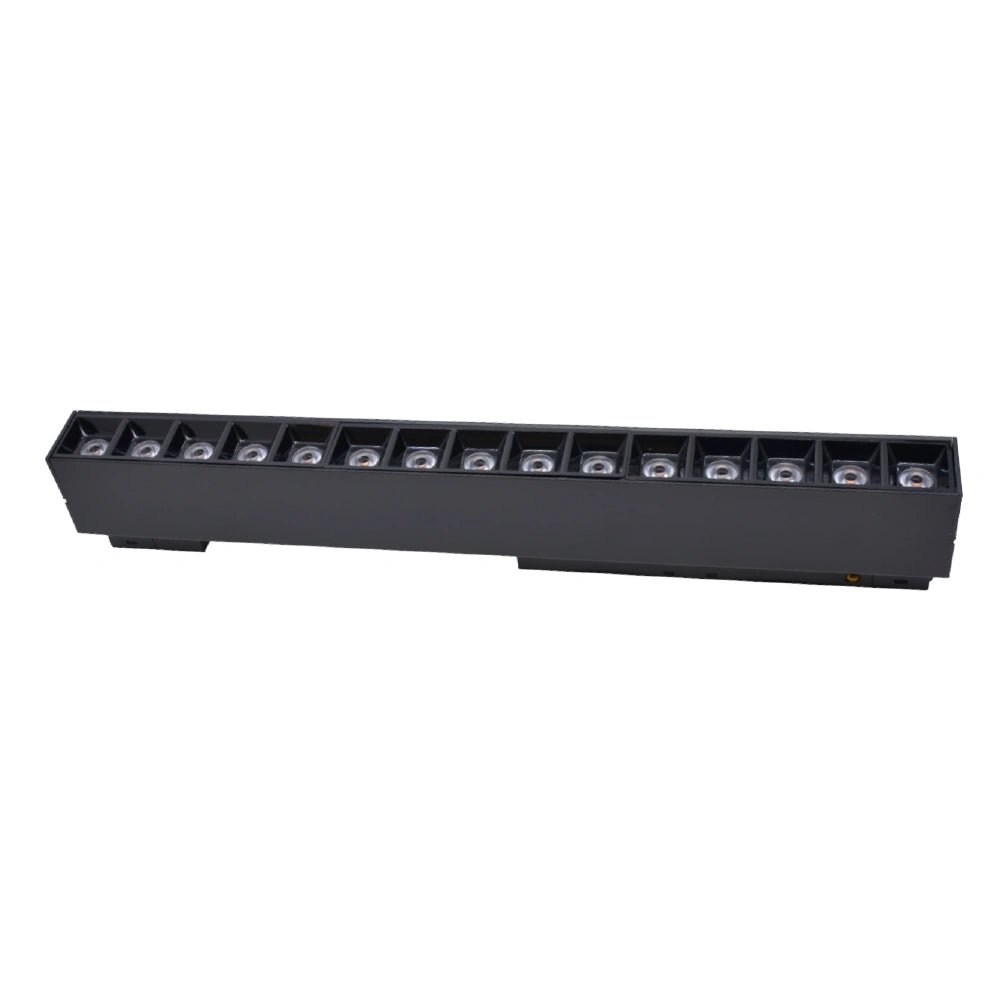 Black LED light bar with multiple lights on a white background