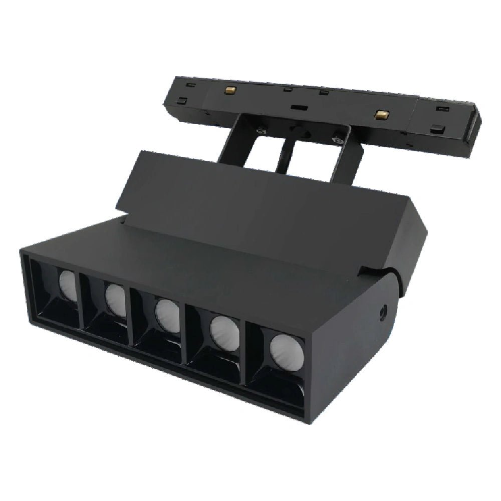 Black spotlight with multiple lenses on a white background
