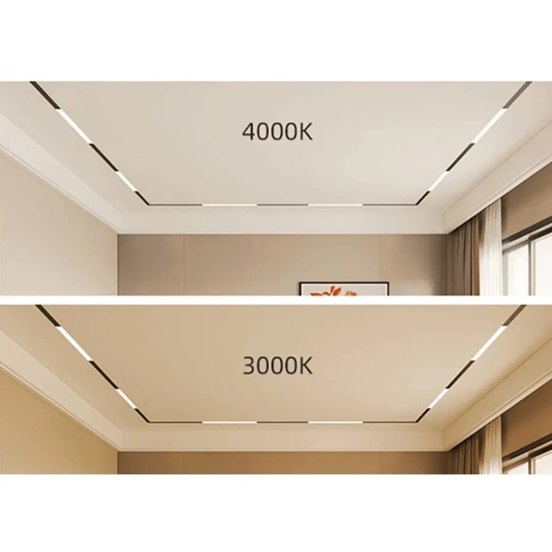 Ceiling lights with 4000K and 3000K labels on a neutral background