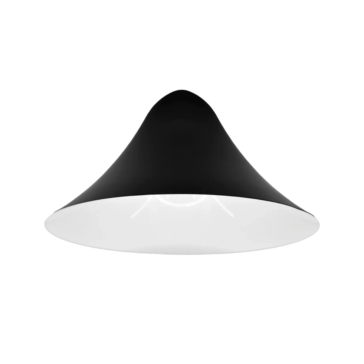 Black and white pendant light on a white background
