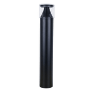 Black cylindrical object with a clear top on a white background