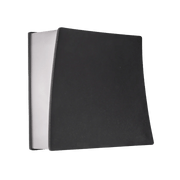 Black and silver rectangular object on a white background