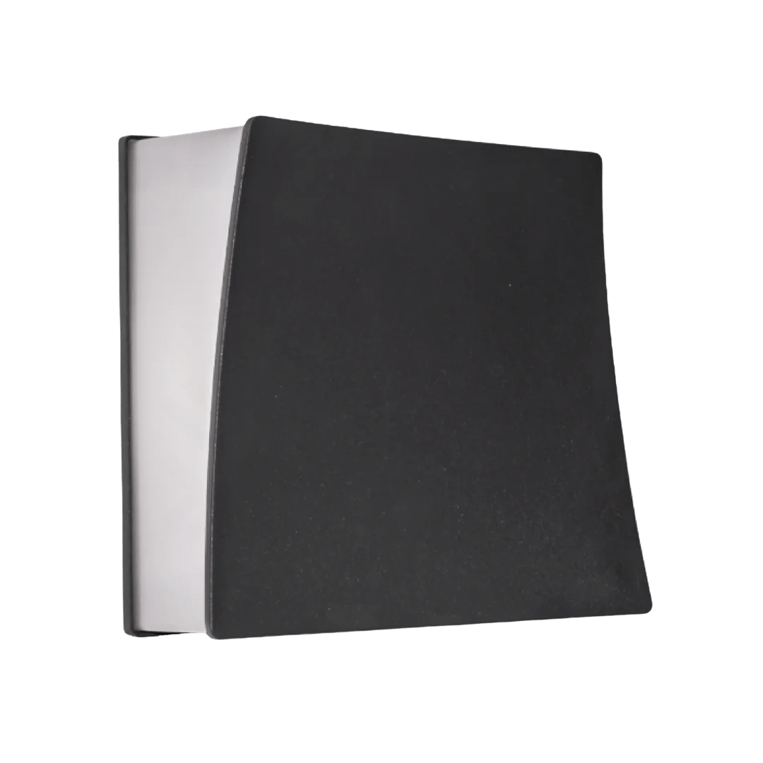 Black and silver rectangular object on a white background