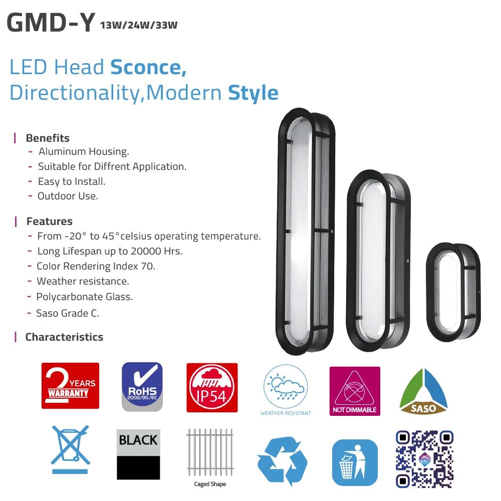 The GMD-Y LED wall light features a sleek modern design that blends style , Come With 3 Sizes 26 Cm , 40 Cm , 60 Cm