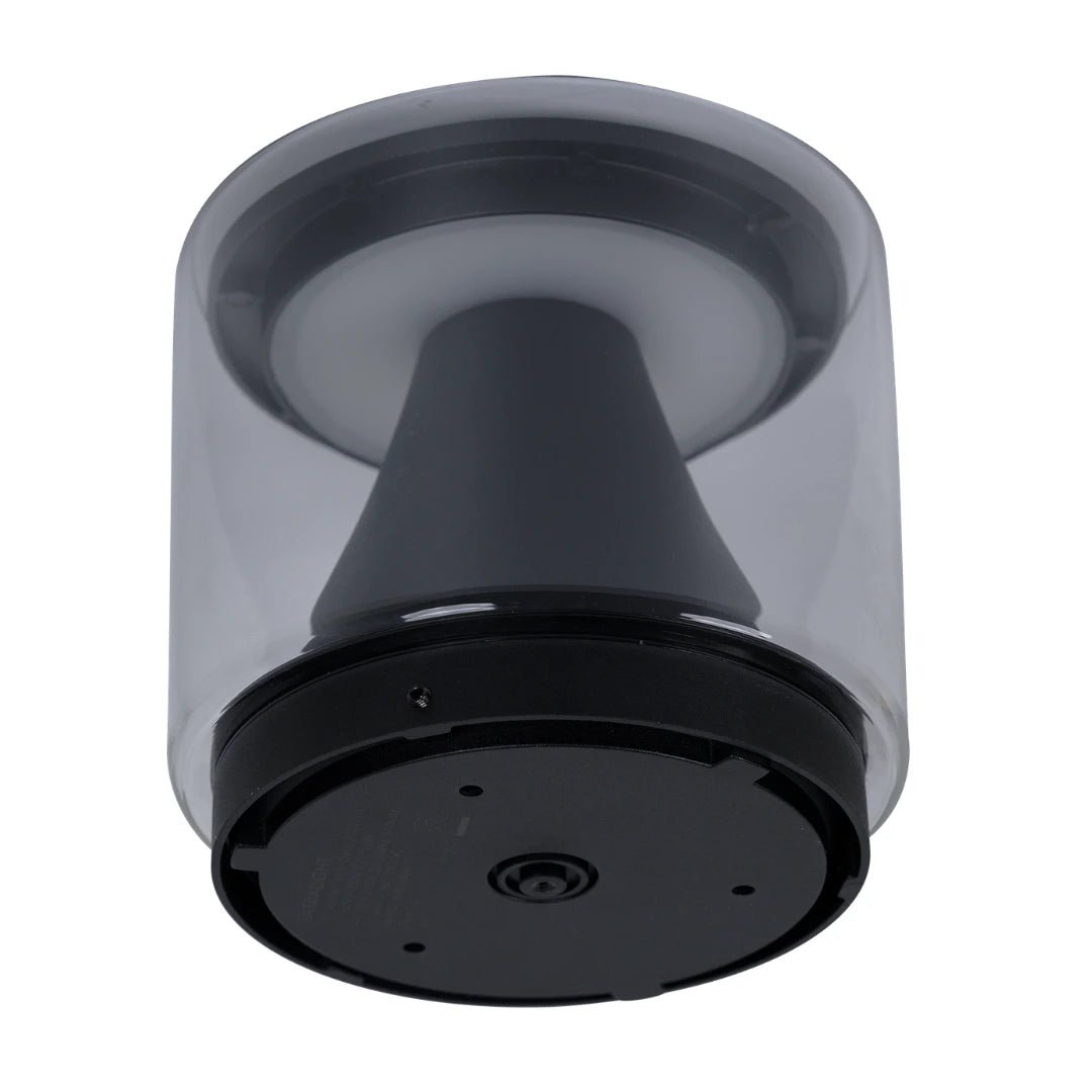 Chrome and black shower head on a white background