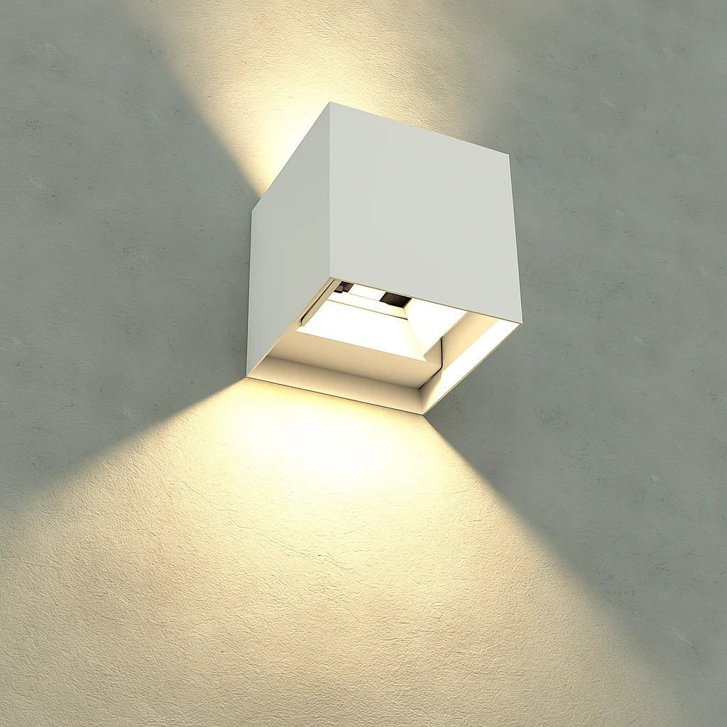 Ultralight Adjustable Cube LED Outdoor Wall Light White