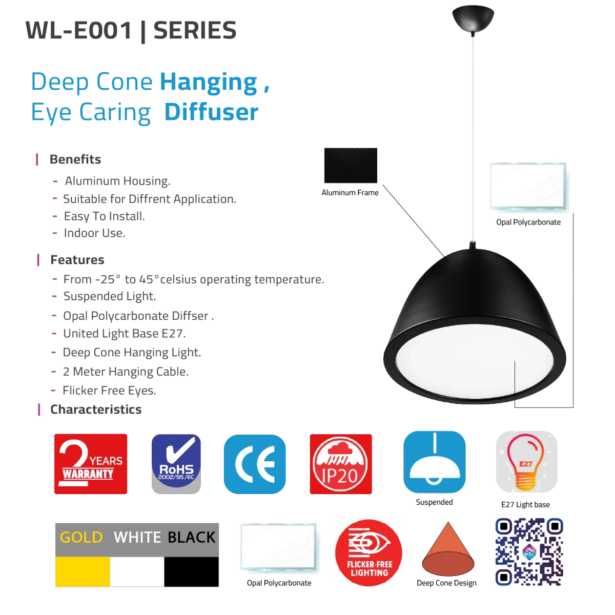 Lamp with features and specifications on a white background