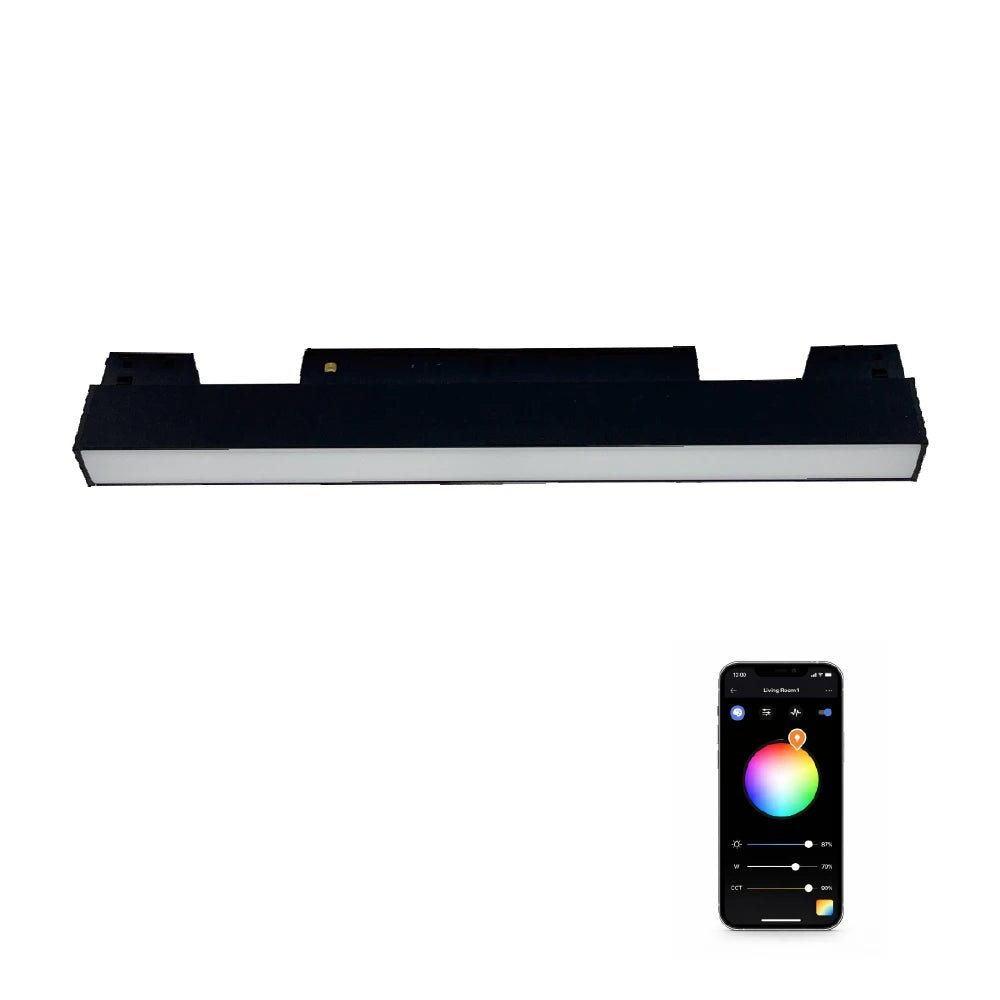 Smart light bar with smartphone app on a white background