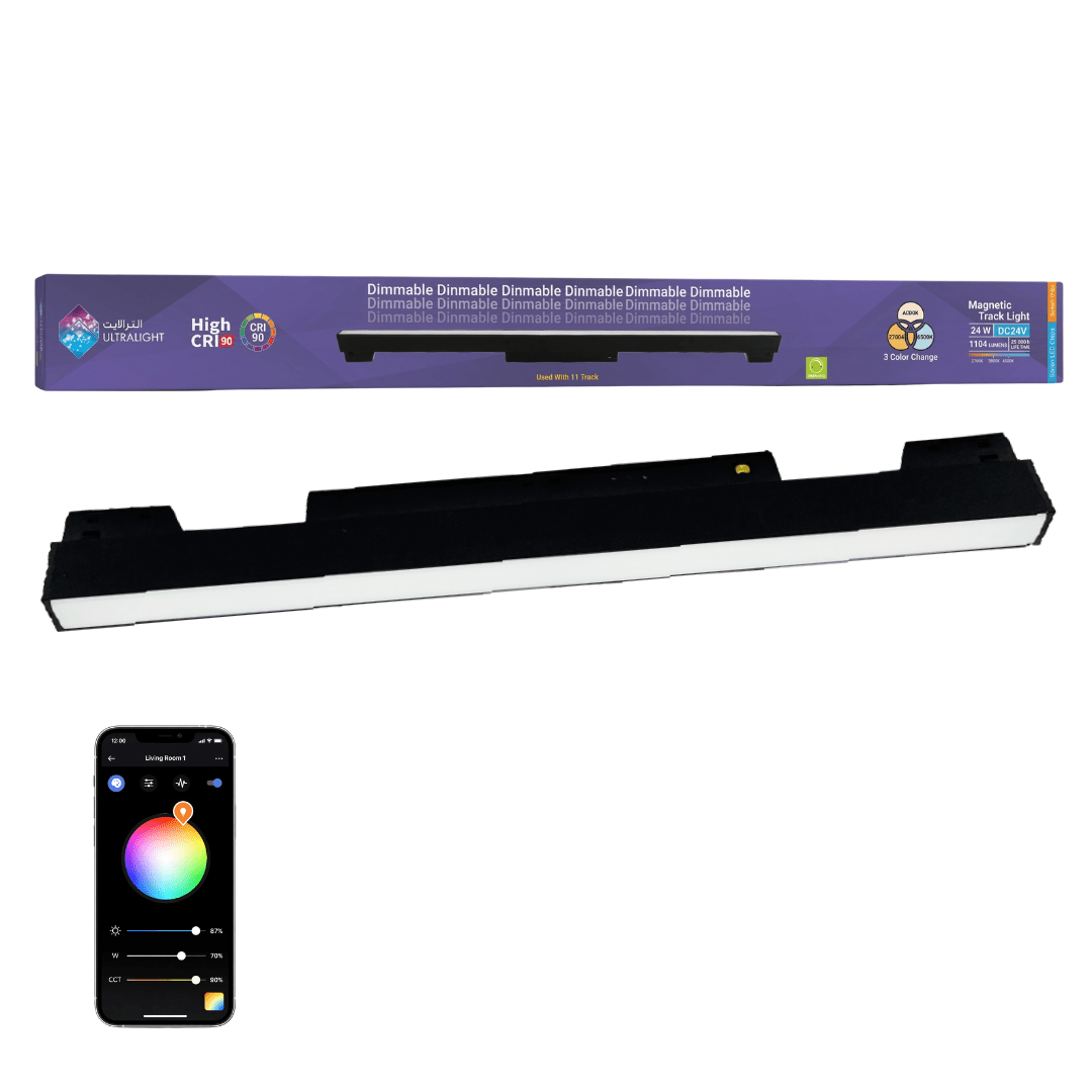 LED strip light with smartphone app control on a white background