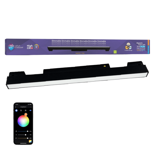 LED strip light with smartphone app control on a white background