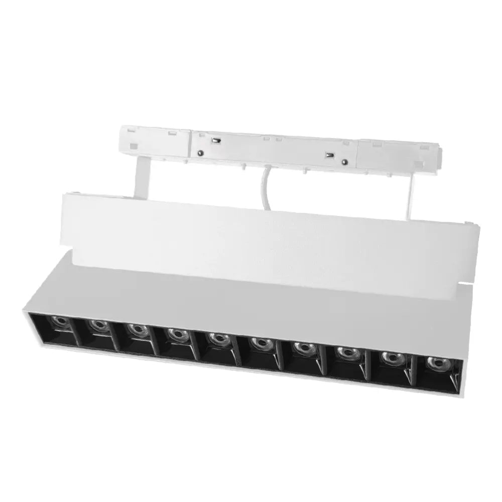 White LED light fixture with multiple bulbs on a white background