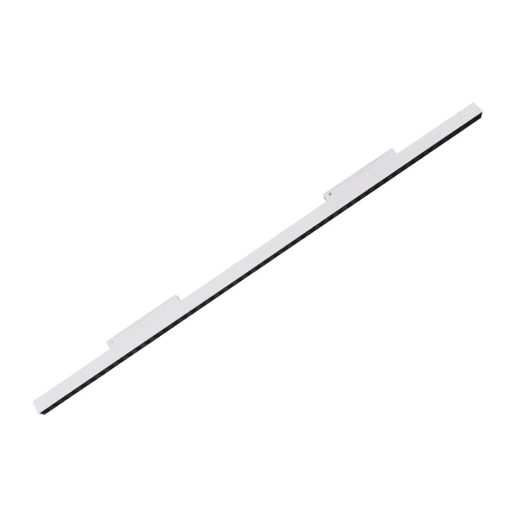 White rectangular object with a black stripe on a white background