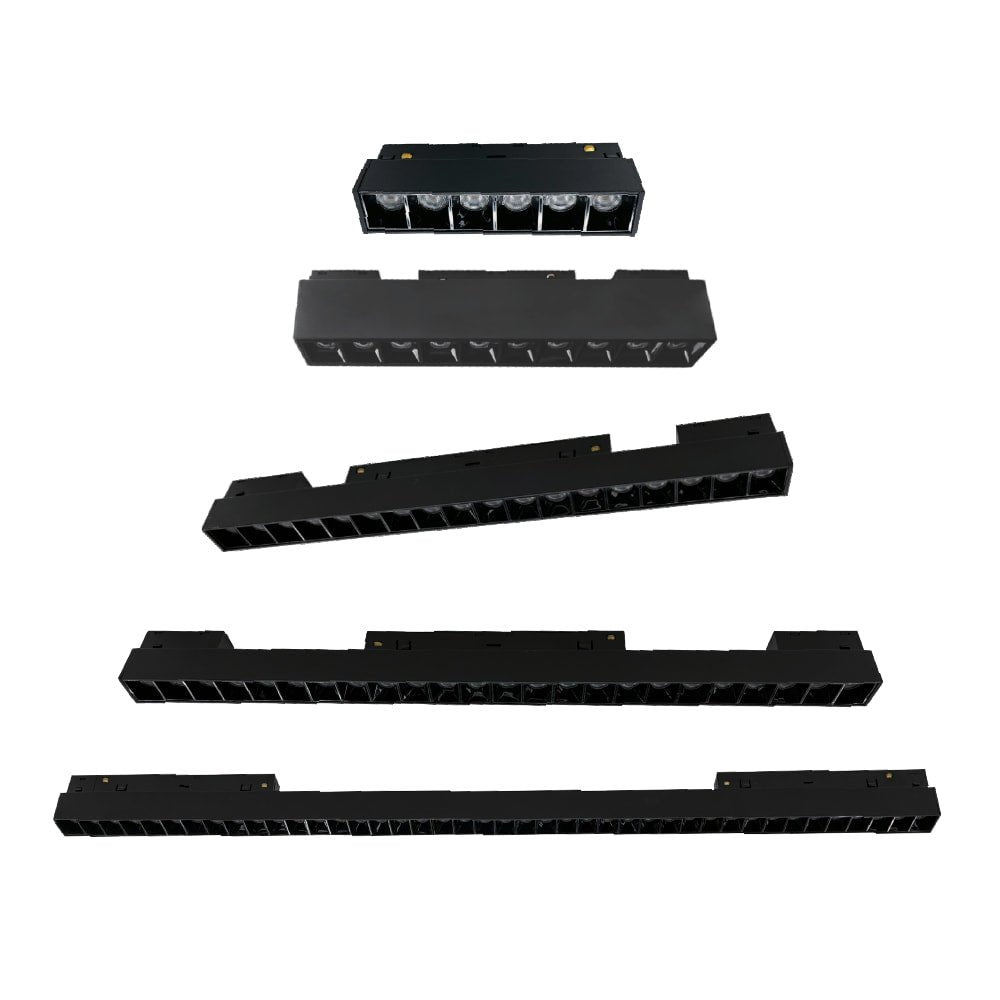 Set of black electronic connectors on a white background