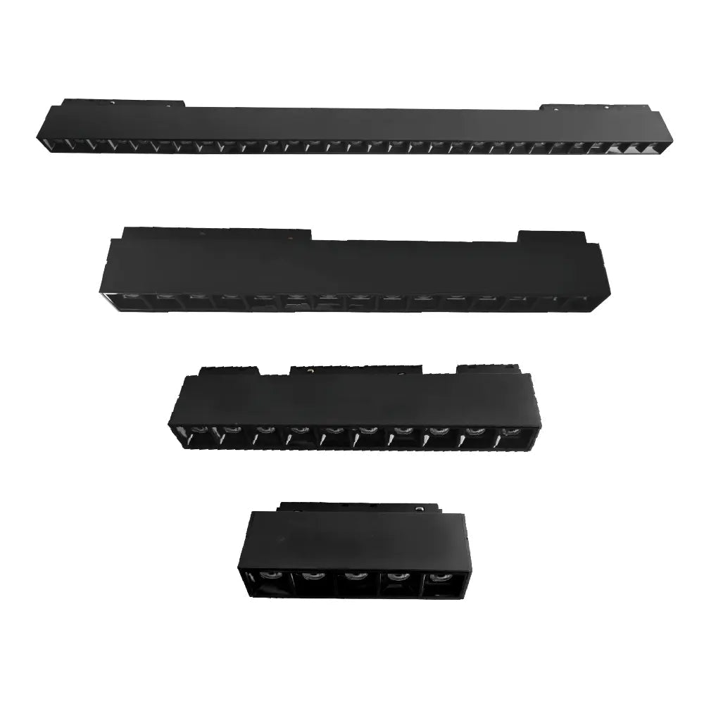 Set of black electronic connectors on a white background