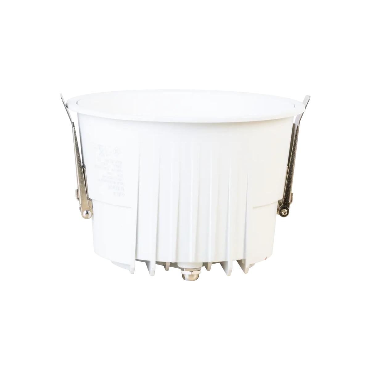 White pleated skirt with gold zipper on a white background