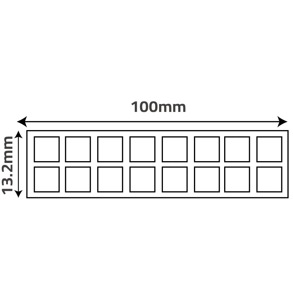Measurement chart with dimensions 100mm and 13.2mm on a white background