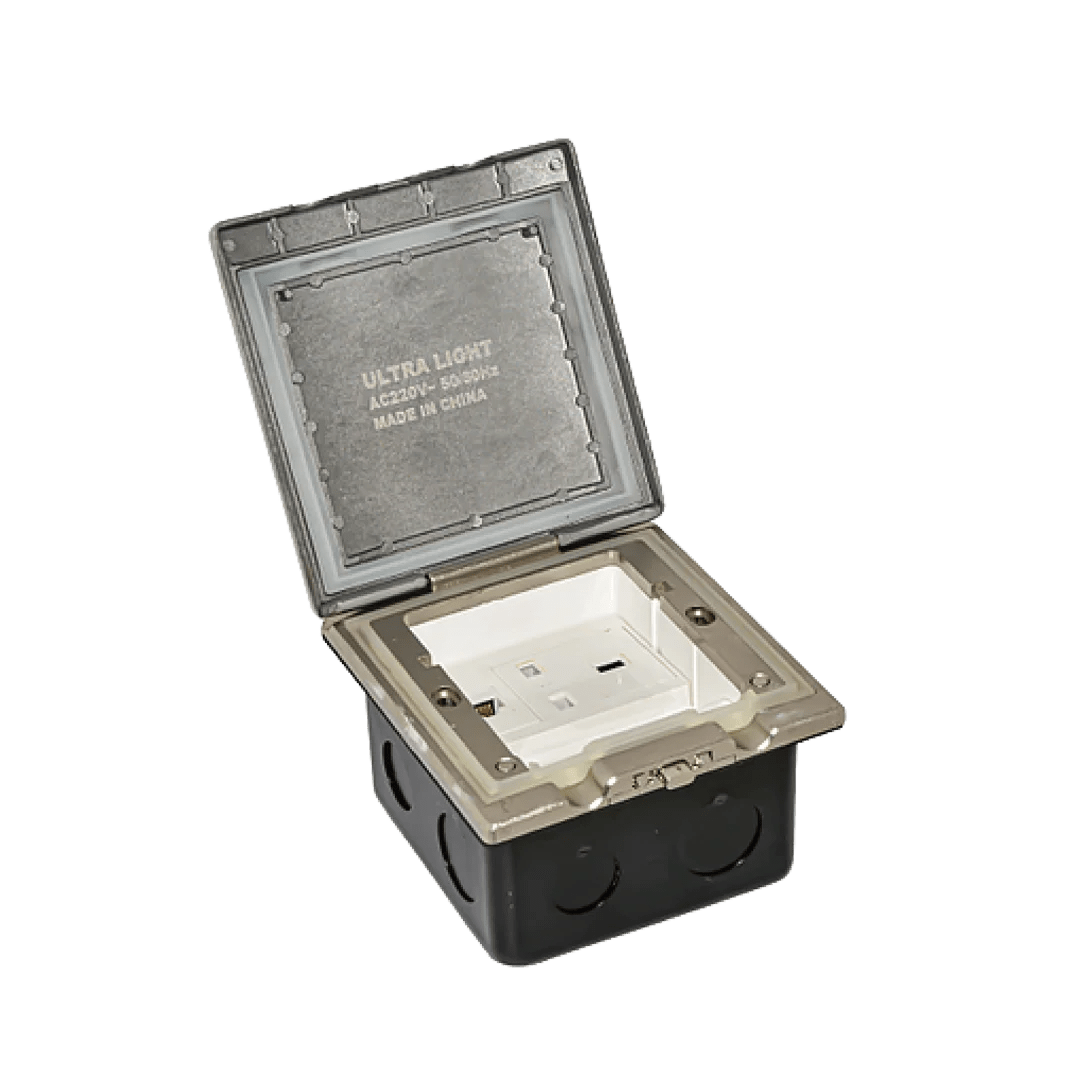 Socket Floor Box (YD-55) – Recessed Aluminum Socket With Single Switch, IP44