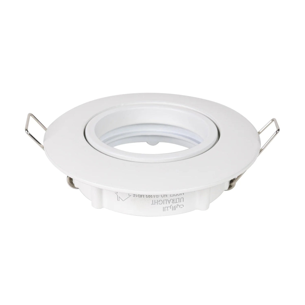 White recessed ceiling light on a white background