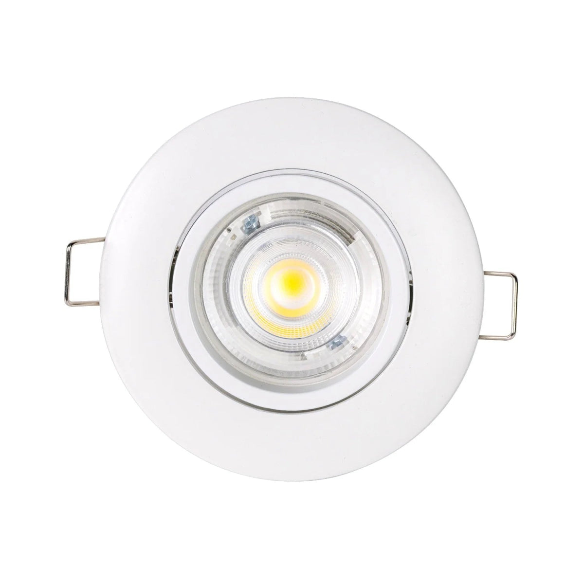 White recessed ceiling light on a white background