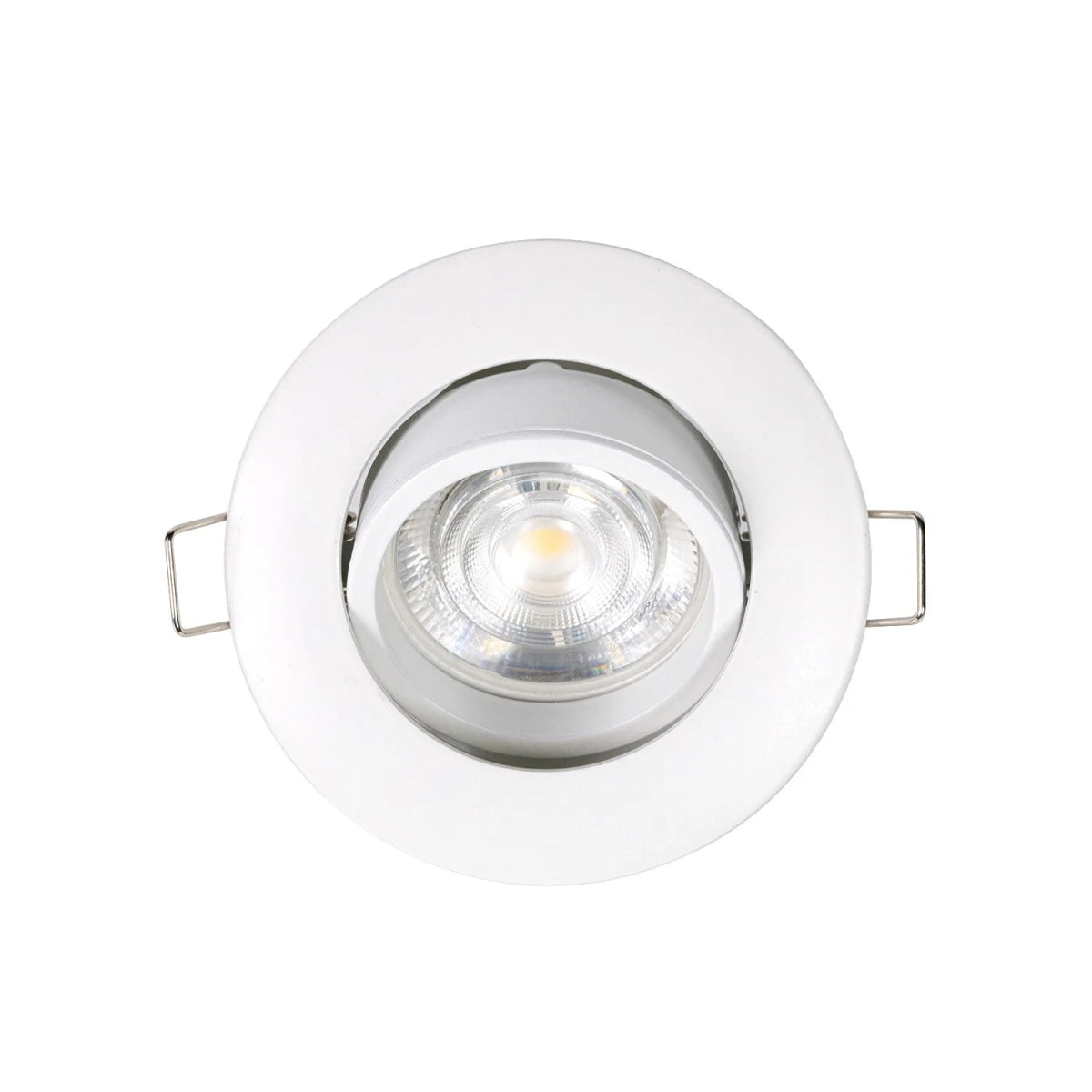 White recessed ceiling light on a white background