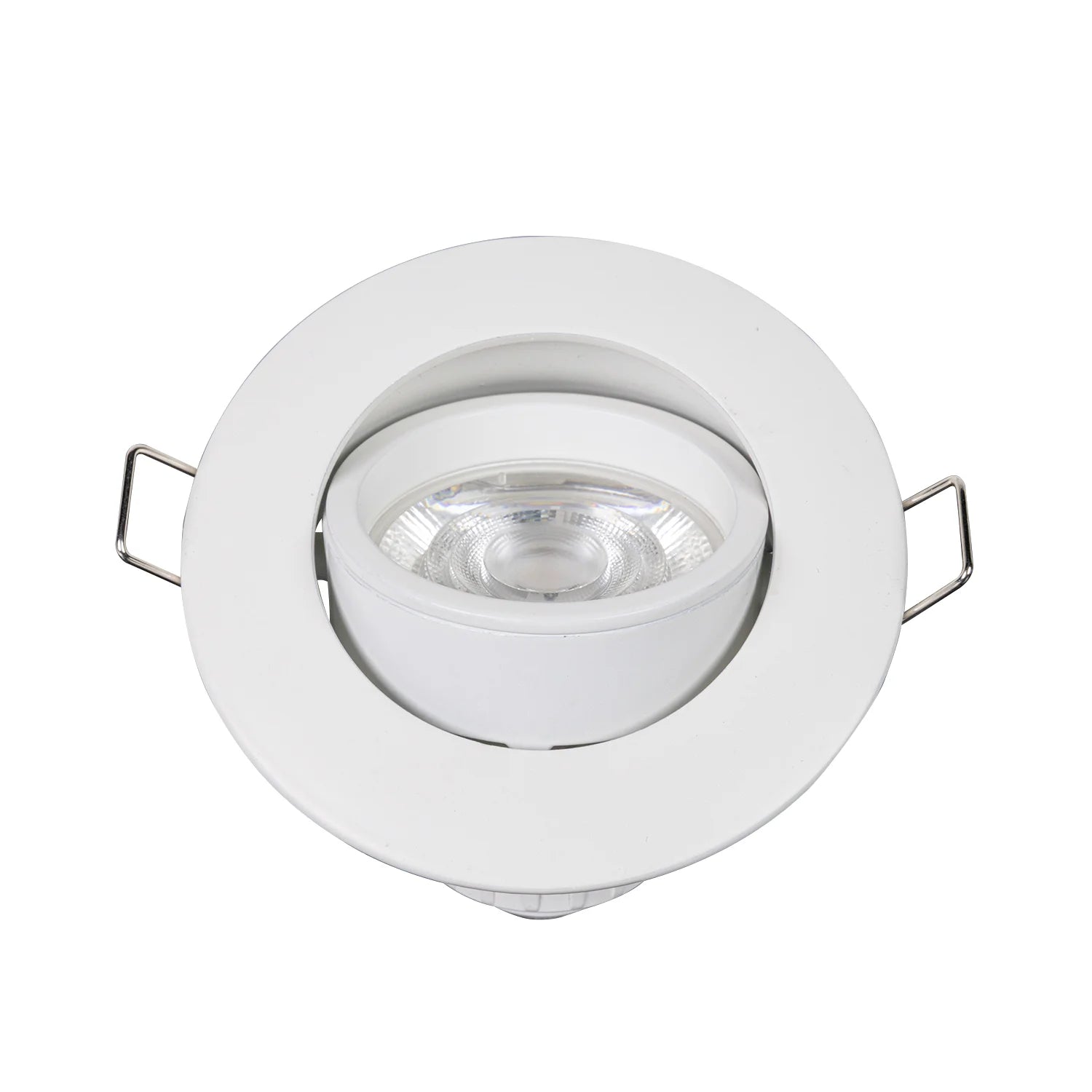 White recessed ceiling light on a white background
