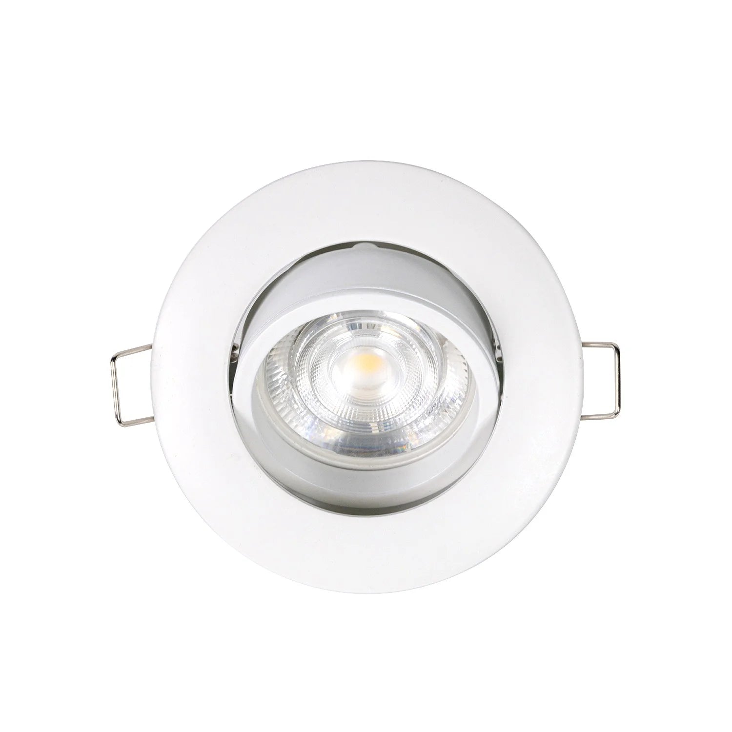 White recessed ceiling light on a white background
