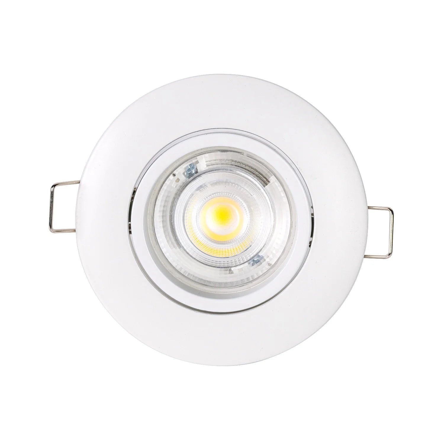 White recessed ceiling light on a white background