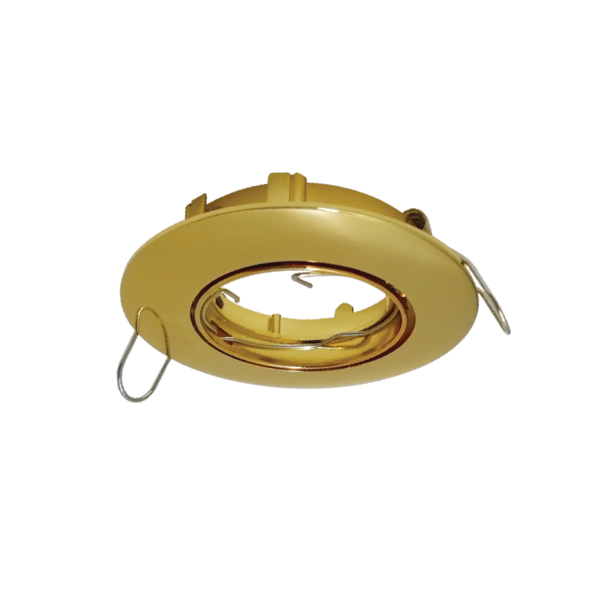 Gold recessed ceiling light on a white background