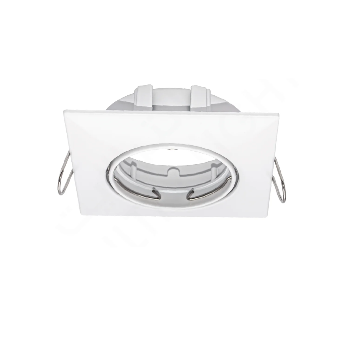 White recessed ceiling light on a white background