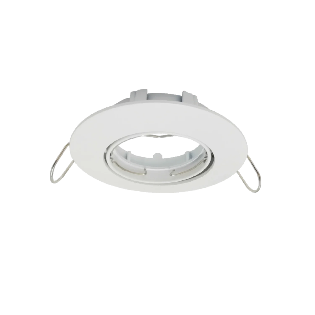 White recessed ceiling light on a white background
