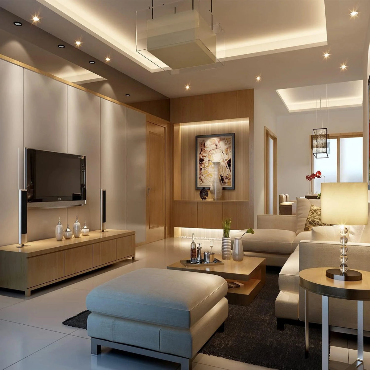 Modern living room with furniture and decor