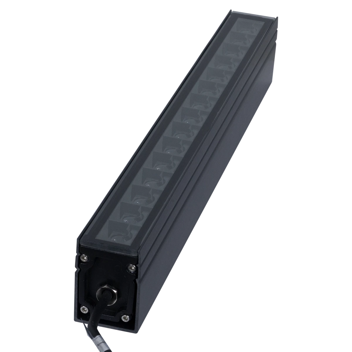 Black rectangular light fixture on a white background