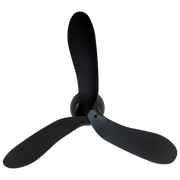 Black three-blade propeller on a white background