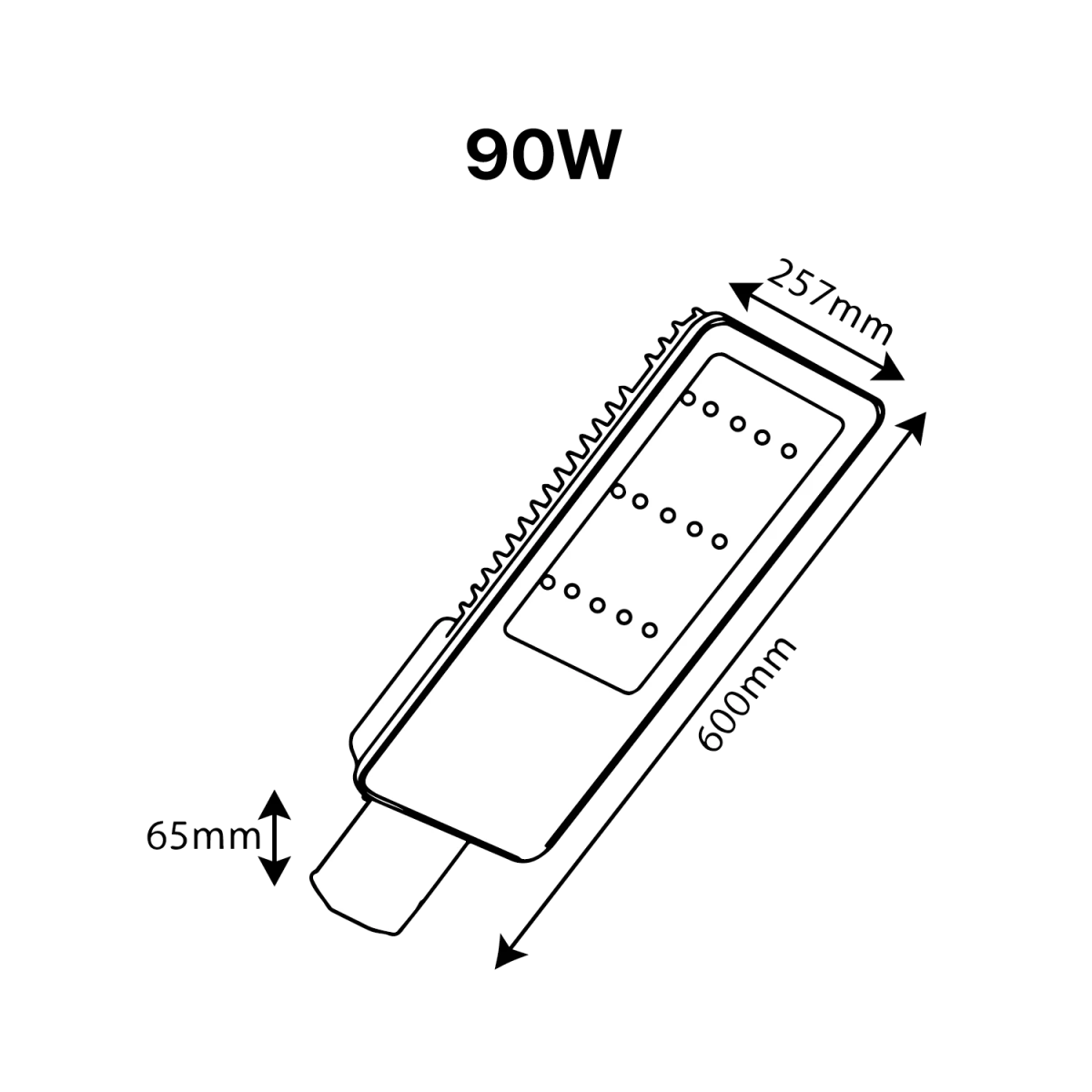 كشاف شارع ليد الترا لايت ‎60–90 وات، هيكل ألومنيوم ‎IP65‎ (TUS019B)