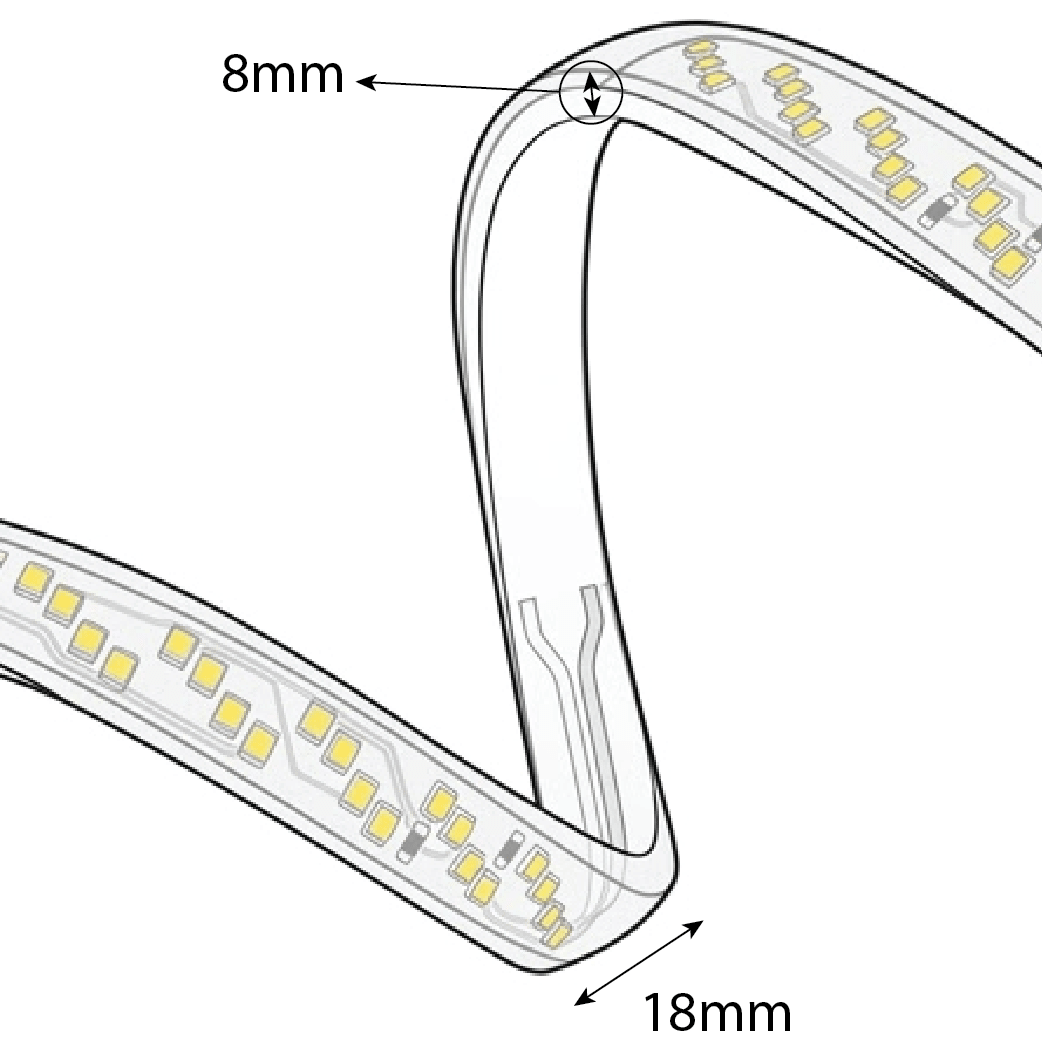 شريط إضاءة ليد خارجي 50 متر 220V (SMD2835-216P) | الترا لايت IP65 مرن وقابل للقص