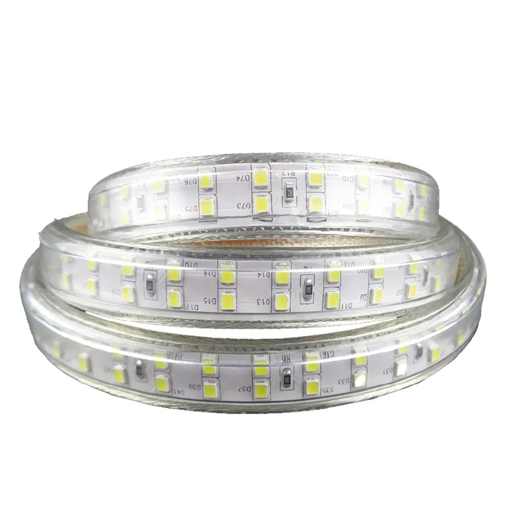 Roll of LED strip light on a white background