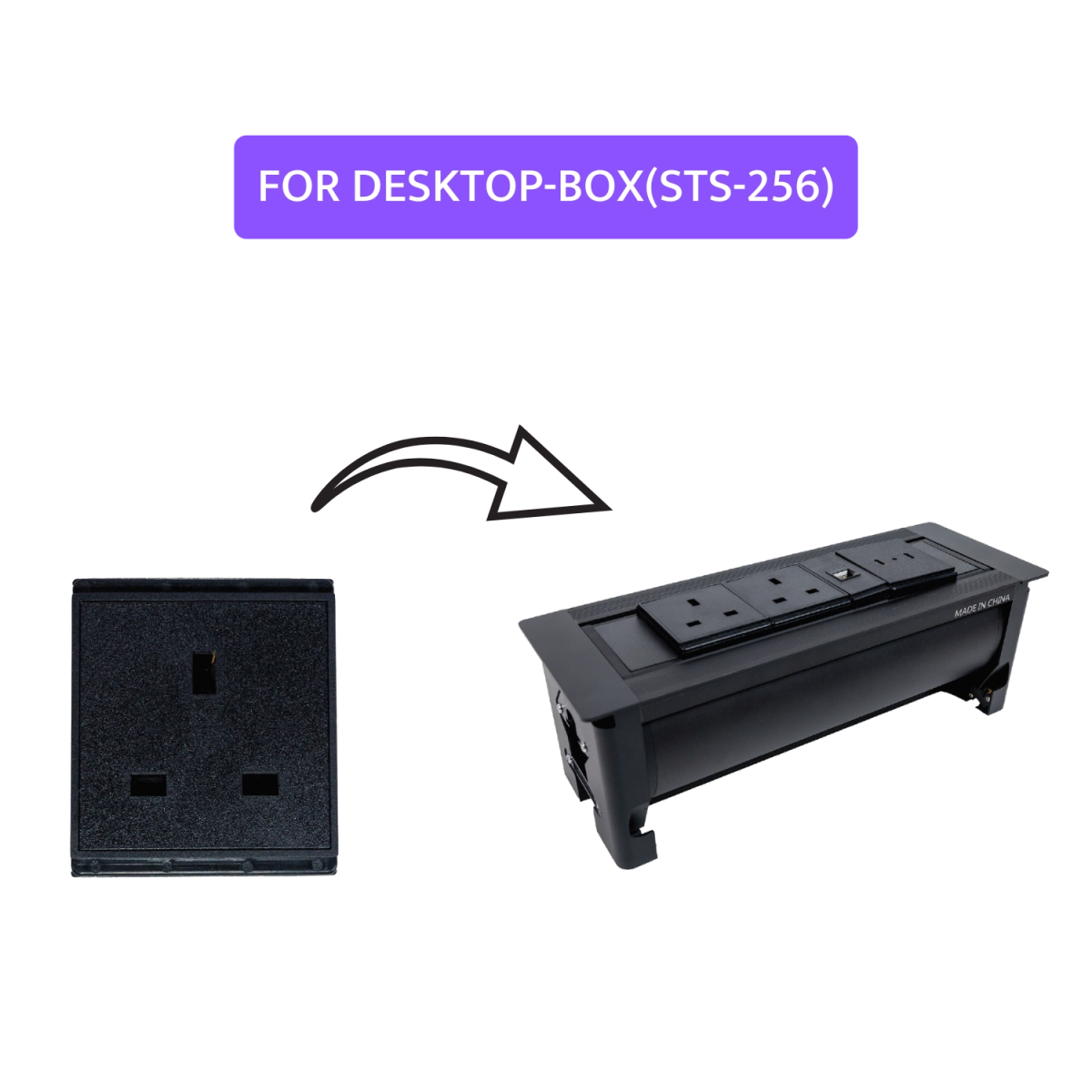 Ultra Light Socket 13A For Hidden Desktop-Box (ZM-F9) - Ultralight