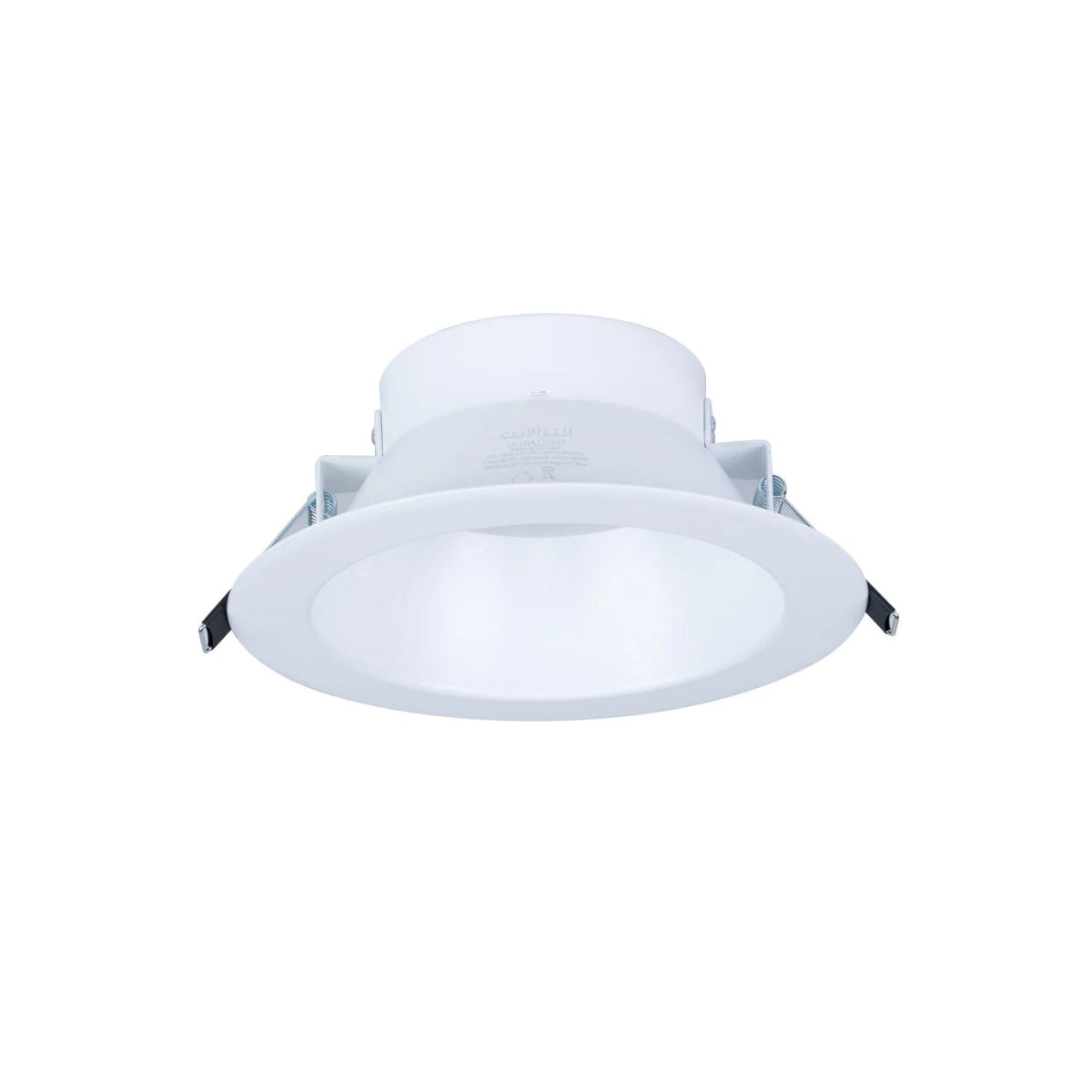White recessed ceiling light on a white background