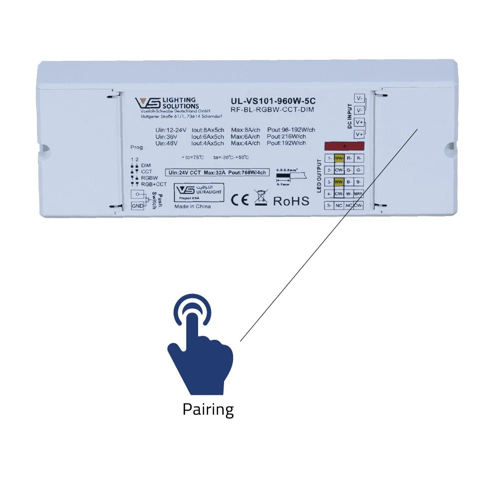 Control panel with pairing icon on a white background